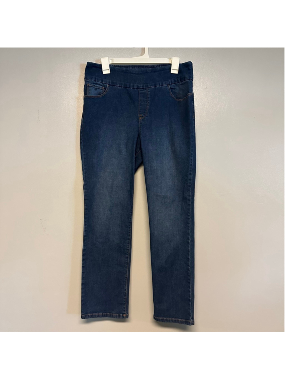 Gloria Vanderbilt Blue Straight Leg Jeans Size 10P Pull-on Denim High-Rise